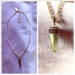 JOYUS Long Necklace, Carved Obelisk Stone Pendant.
